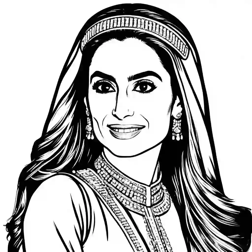 Queen Rania of Jordan coloring pages
